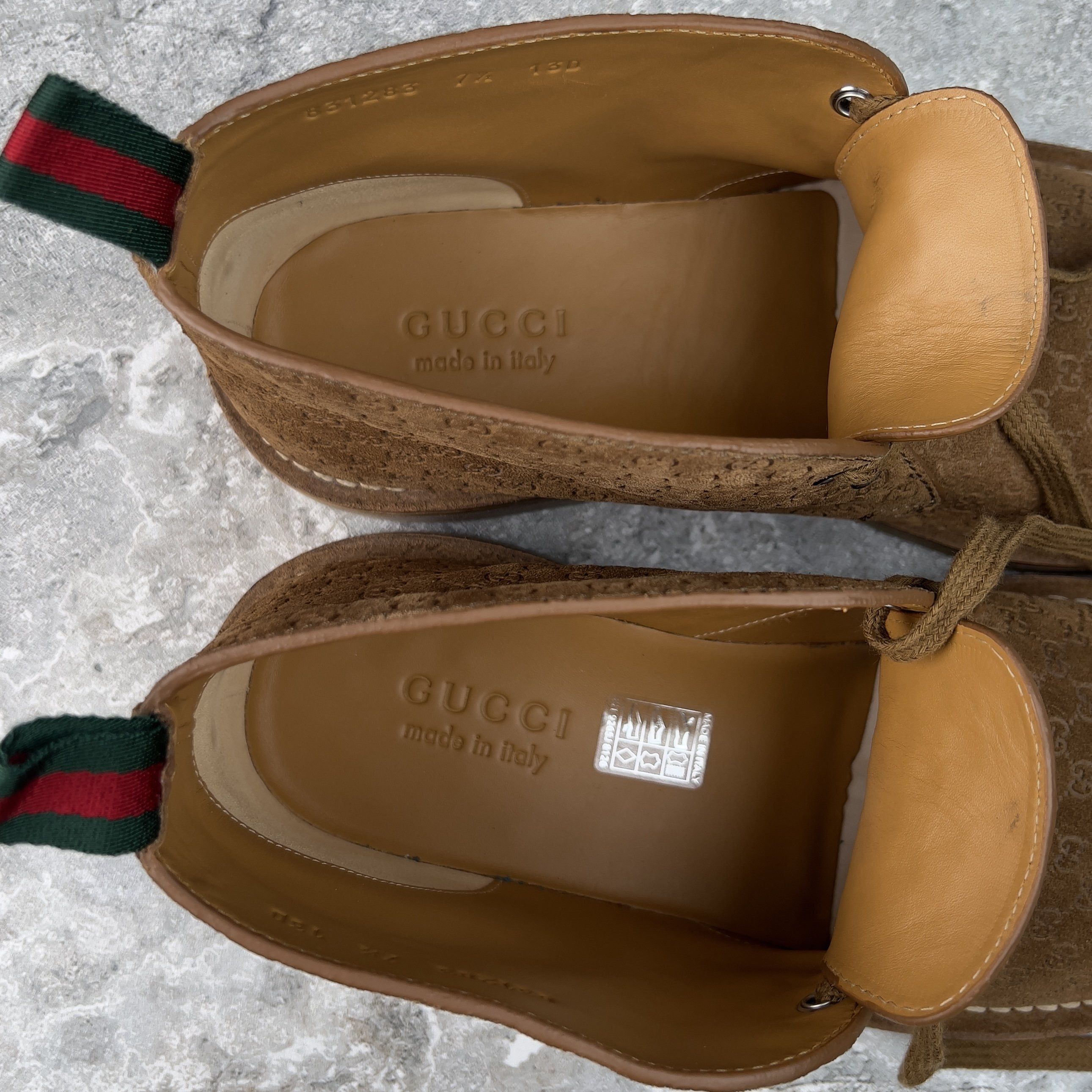 Gucci NEW Moreau Web GG Signature Desert Boots Camel Brown Suede Size US 8 / EU 41 - 9 Thumbnail