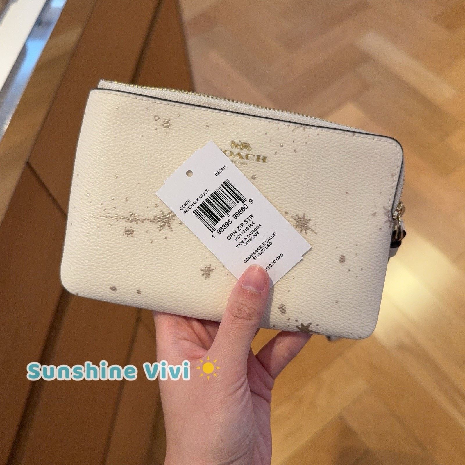 Coach NWT COACH Corner Zip Wristlet Star Print CCK76 Silver Chalk Size ONE SIZE - 4 Thumbnail