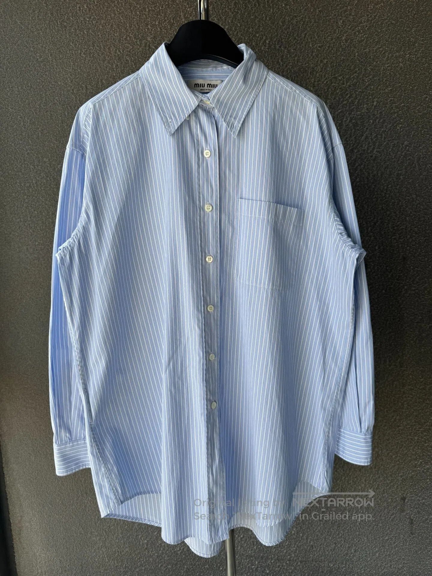 Miu Miu Miu Miu Embroidered Blue Striped Shirt. Size M / US 6-8 / IT 42-44 - 1 Thumbnail