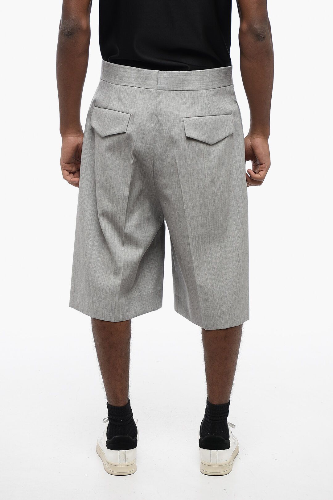Jil Sander og1mm0625 Single-pleated Wool Short in Grey Size US 28 / EU 44 - 2 Thumbnail