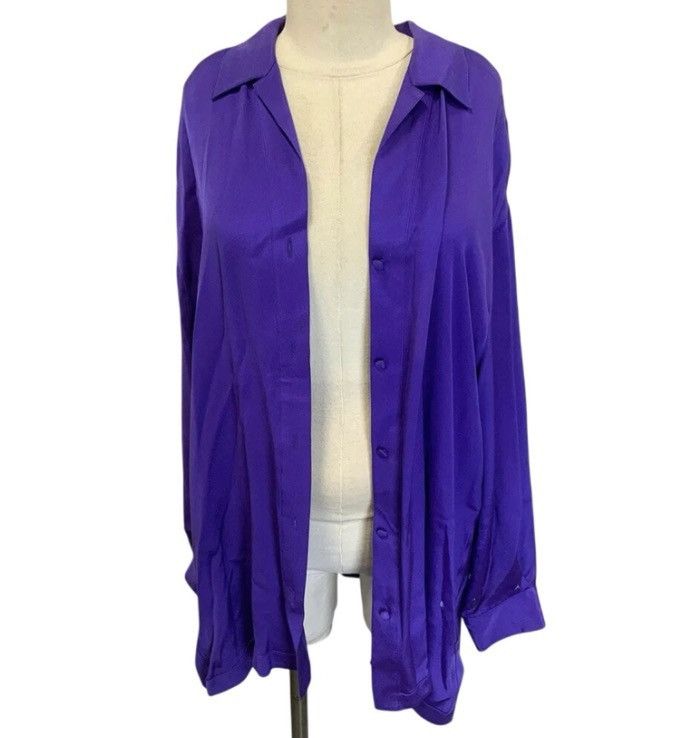Other Vintage Starington 100% Silk Purple Blouse Womens Size 16 Size XXL / US 16-18 / IT 52-54 - 9 Thumbnail