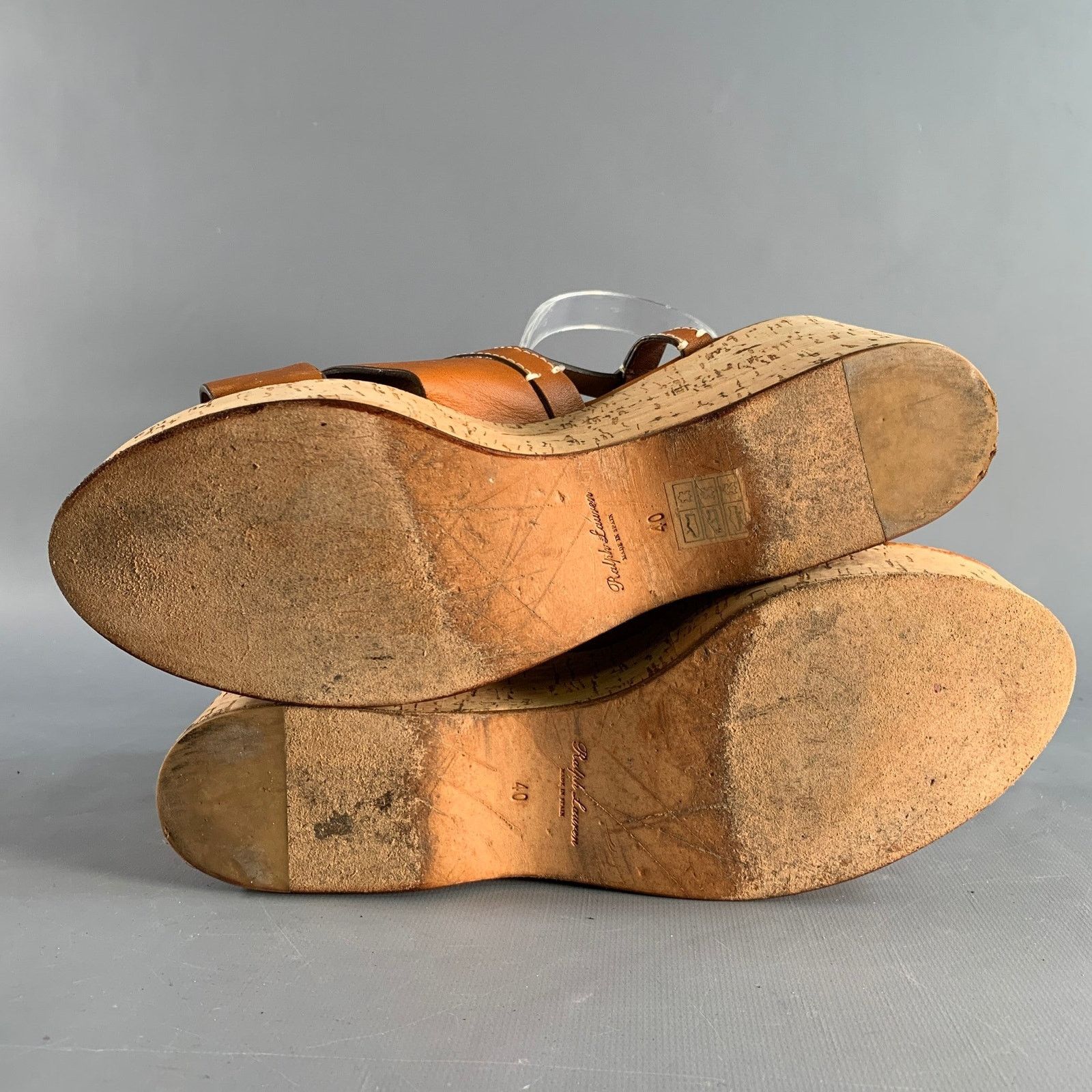 Ralph Lauren RALPH LAUREN Size 10 Tan Natural Leather Platform Sandals Size US 10 / IT 40 - 6 Thumbnail