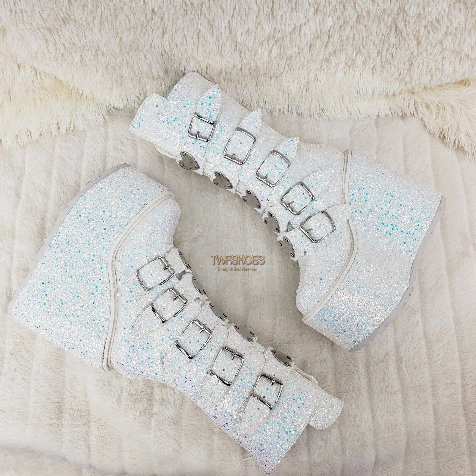 Other Swing 230G White Multi Glitter Mid Calf Boot 5.5 Platform He Size US 12 / IT 42 - 4 Thumbnail