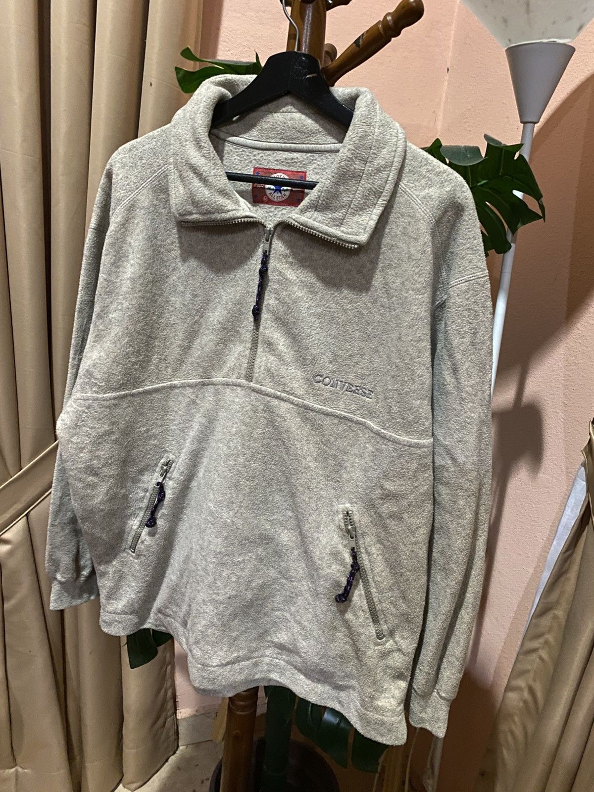 Converse Converse All Star Beige Fleece Pullover Half-Zip Jacket Size US M / EU 48-50 / 2 - 4 Thumbnail