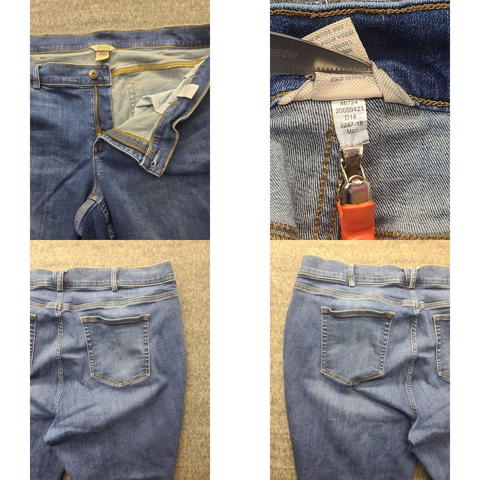 Denime Duluth Denim Jeans Womens 20W 38x28 Slim Stretch Ankle Cut Blue Denim utility? Size 42" / US 20 - 8 Thumbnail