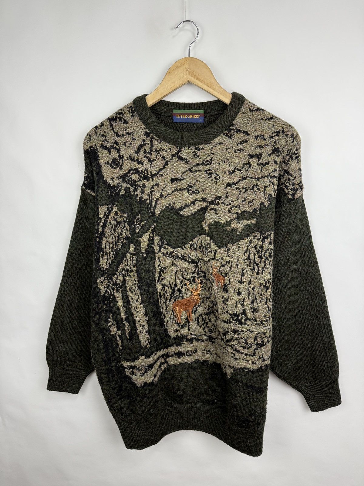 Carlo Colucci 🇬🇧 Vintage 90s Peter Gribby Hunting Sweater Retro Rare Size US L / EU 52-54 / 3 - 2 Thumbnail