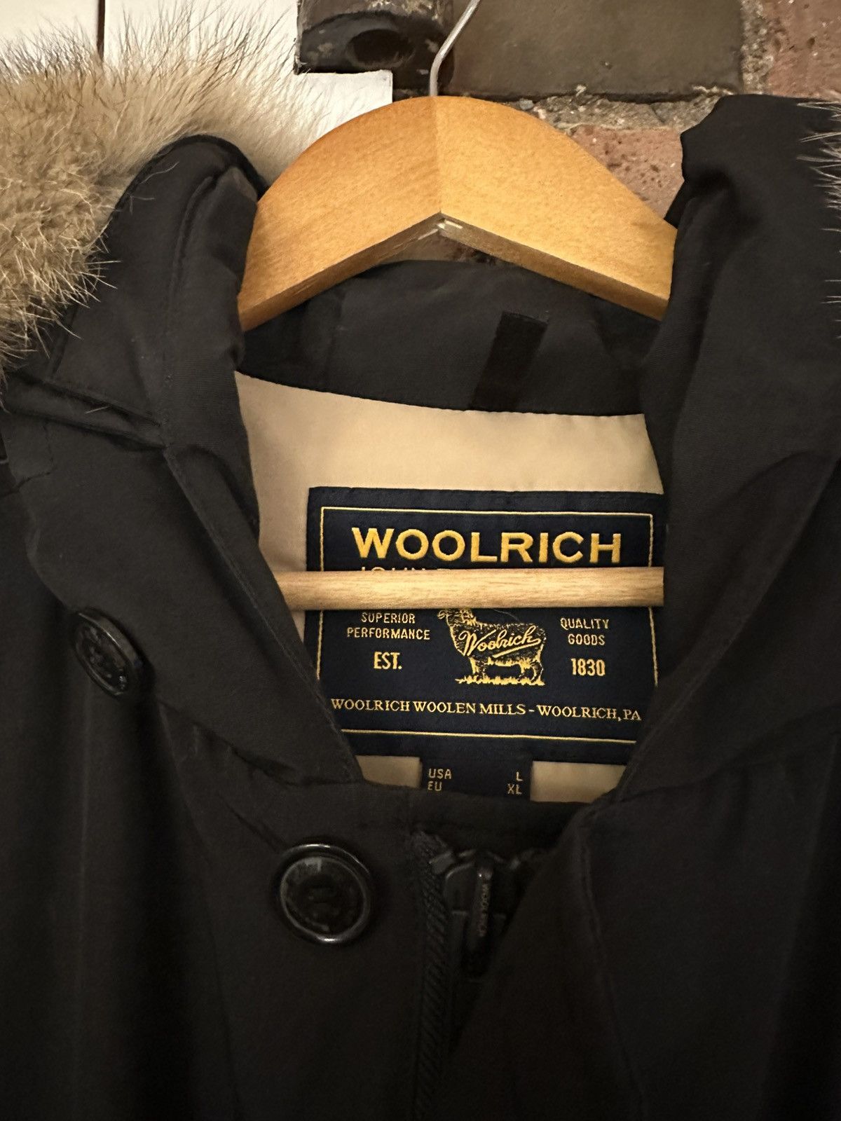 Woolrich Woolen Mills Black Woolrich parka with detachable fur hood Size US L / EU 52-54 / 3 - 2 Thumbnail