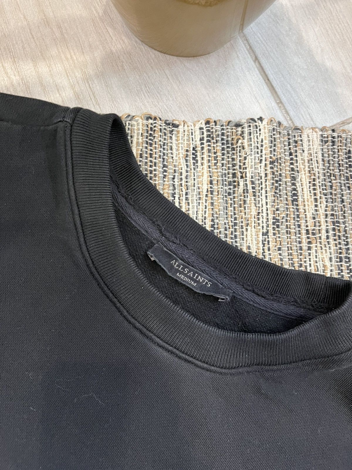 Allsaints × Designer Allsaints Sweatshirt Blank Black Crew neck Zipper Sleeve Size US M / EU 48-50 / 2 - 18 Thumbnail