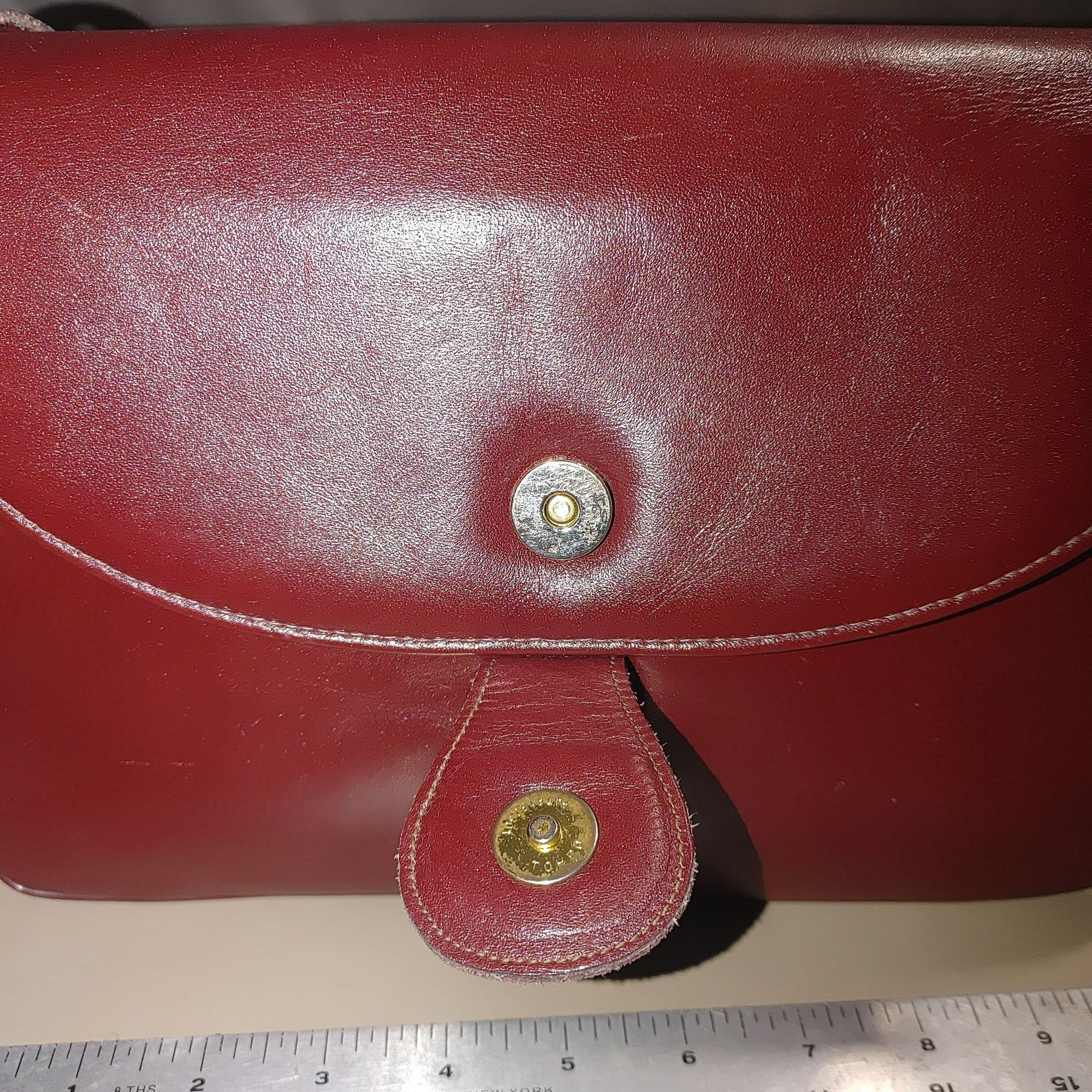 Other Etra Burgundy Leather Shoulder Bag Vintage Flap Closure Adju Size ONE SIZE - 8 Thumbnail