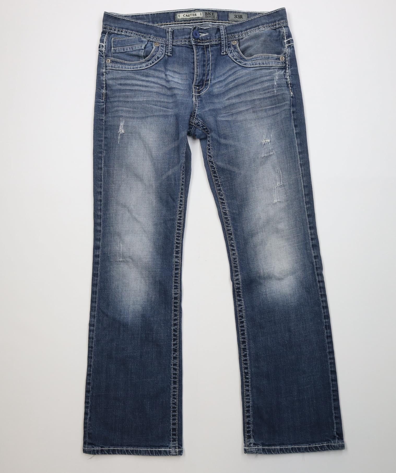 Vintage Buckle BKE Thick Stitch Stretch Carter Bootcut Jeans Blue Size US 33 - 1 Thumbnail