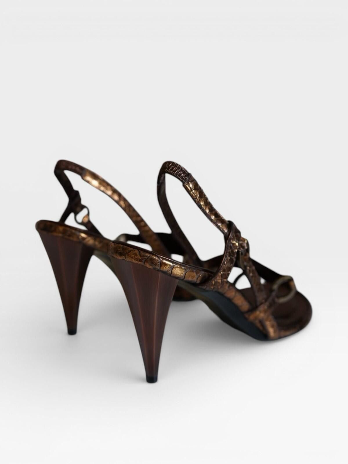 Chanel 2000s Chanel Copper Embossed Python Slingback Heels VINTAGE Size US 9 / IT 39 - 4 Thumbnail