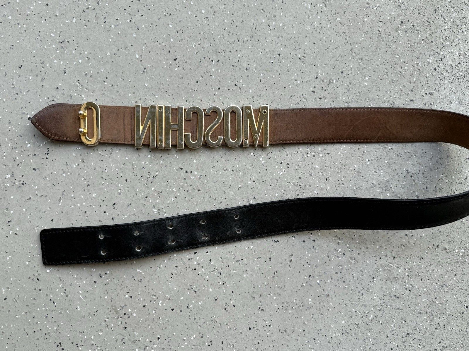Moschino Vintage Moschino Womens Lettering Logo Leather Belt 85 cm Size ONE SIZE - 14 Thumbnail
