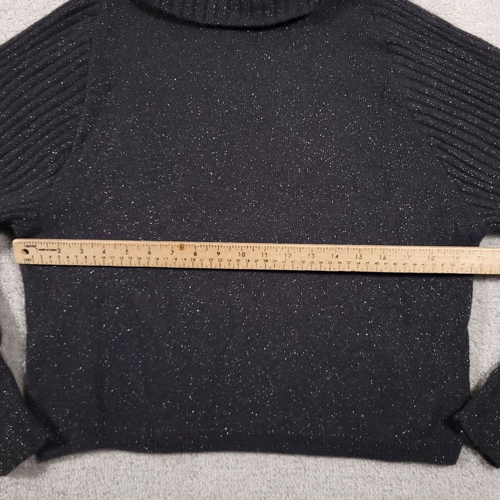 Express Express Cropped Sweater Women's Large Dark Gray Glitter Soft Turtle Neck Pullover Knit Long Sleeve Regular Fit Casual Holiday Women Mens/Girls Size L / US 10 / IT 46 - 5 Thumbnail