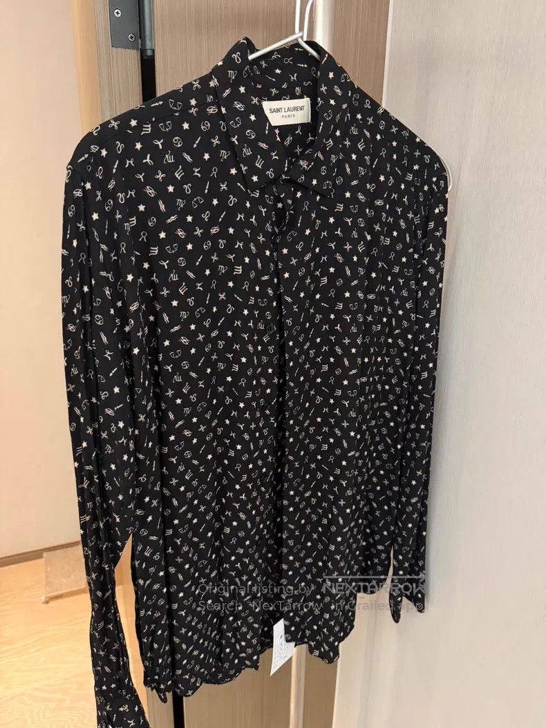 Saint Laurent Paris Saint Laurent Paris Note Print Silk Satin Shirt Jacket Size XS / US 0-2 / IT 36-38 - 2 Thumbnail