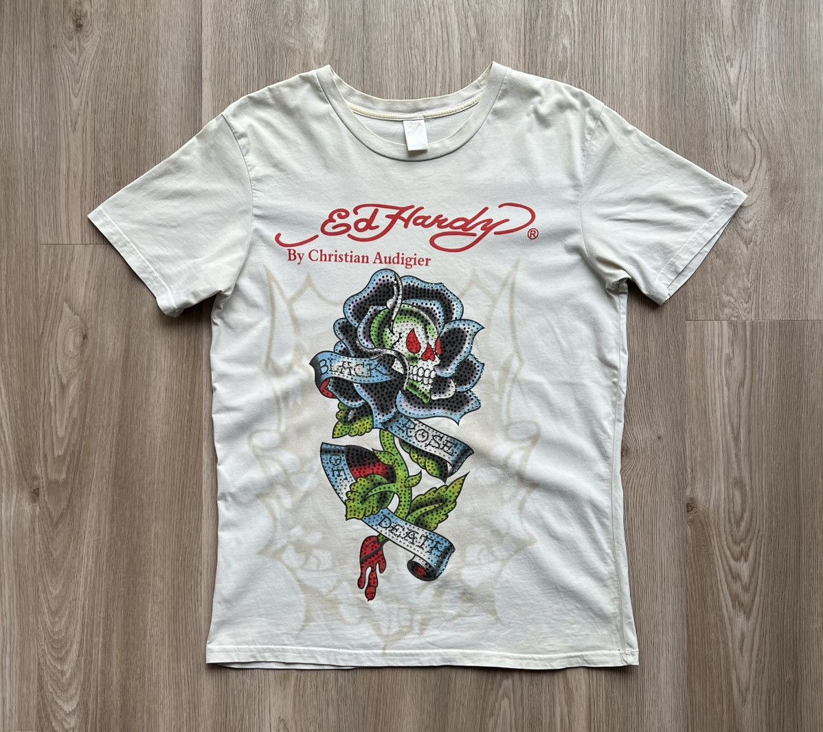 Christian Audigier × Ed Hardy × Vintage Ed Hardy by Christian Audigier Black Rose of Death T-Shirt Size US XL / EU 56 / 4 - 1 Thumbnail