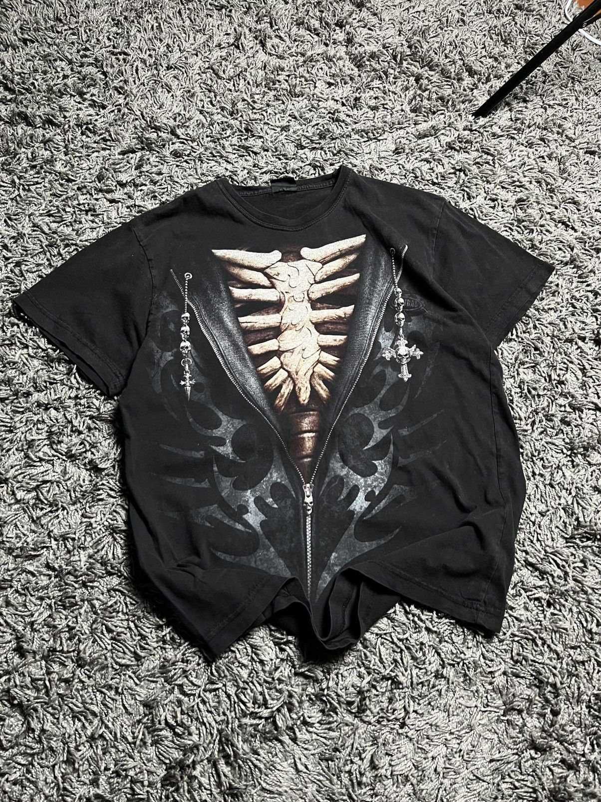 Band Tees Spiral Direct "Unzipped" Skeleton Rib Cage Goth Te Size US M / EU 48-50 / 2 - 1 Thumbnail