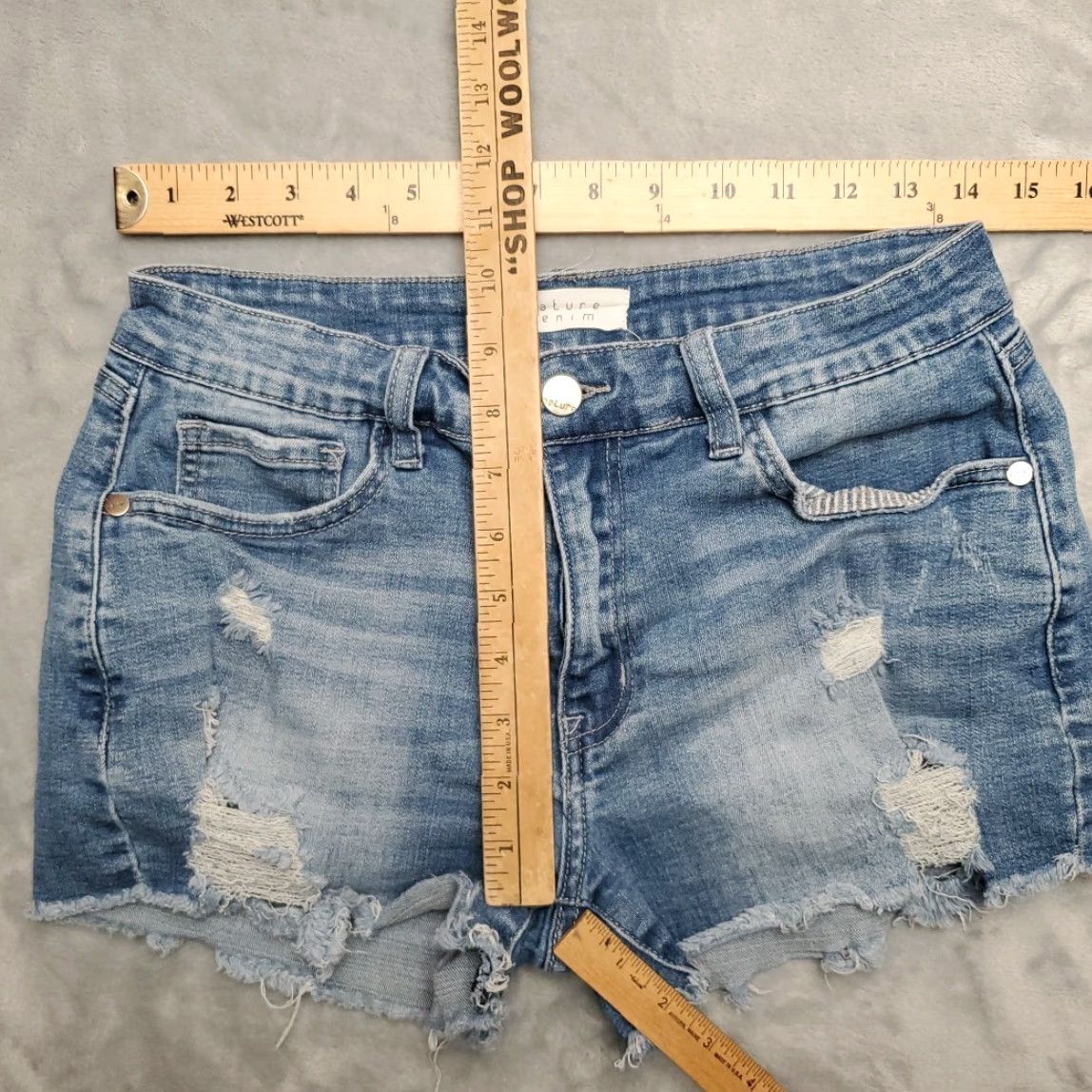 Denime VINTAGE Nature Denim Shorts Women L Blue Estilo Booty Biker Y2K Micro Mini Grunge Size 36" / US 14 / IT 50 - 6 Thumbnail