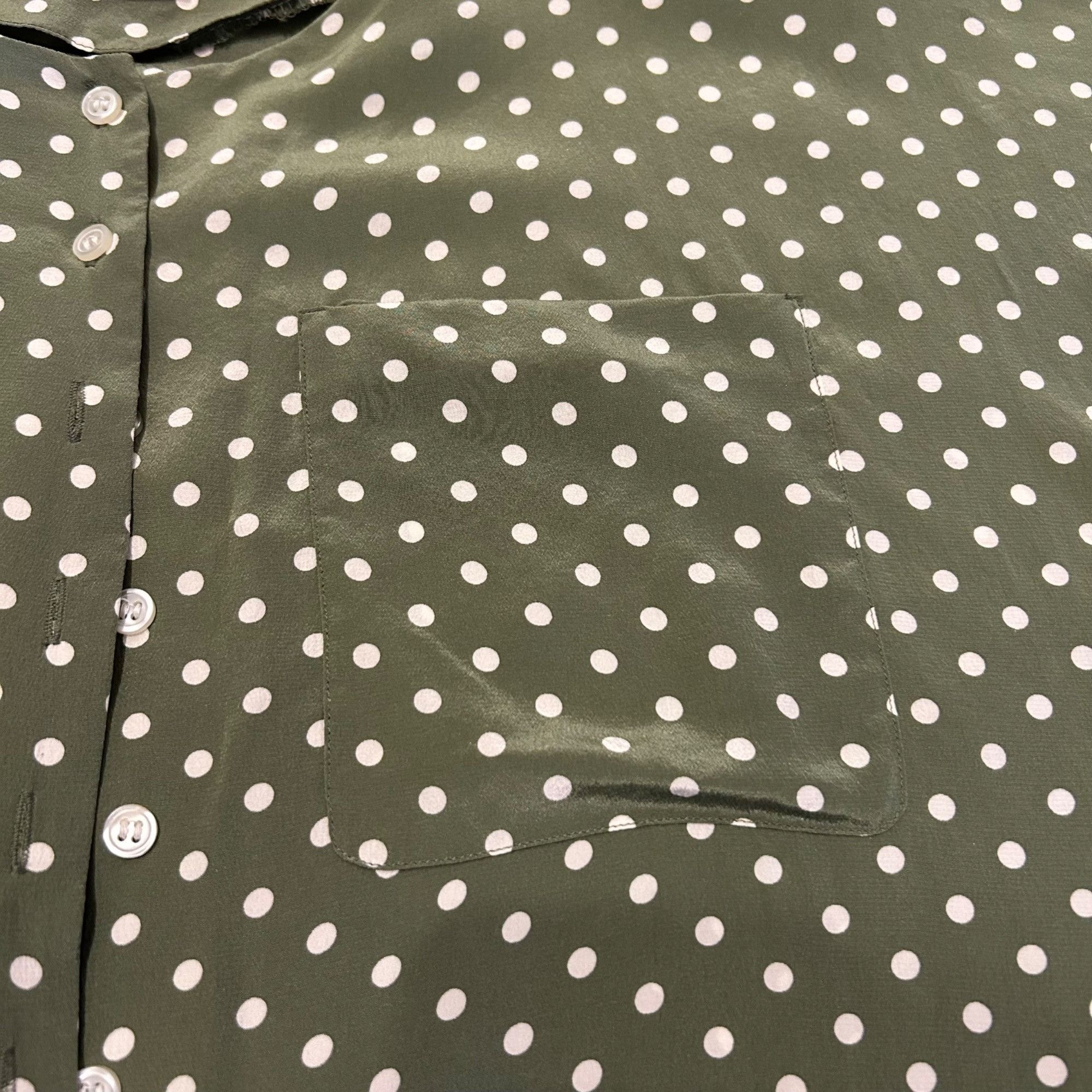 Vintage Vintage Kathie Lee 100% Silk Green Polka Dot Button Up Blous Size XL / US 12-14 / IT 48-50 - 2 Thumbnail