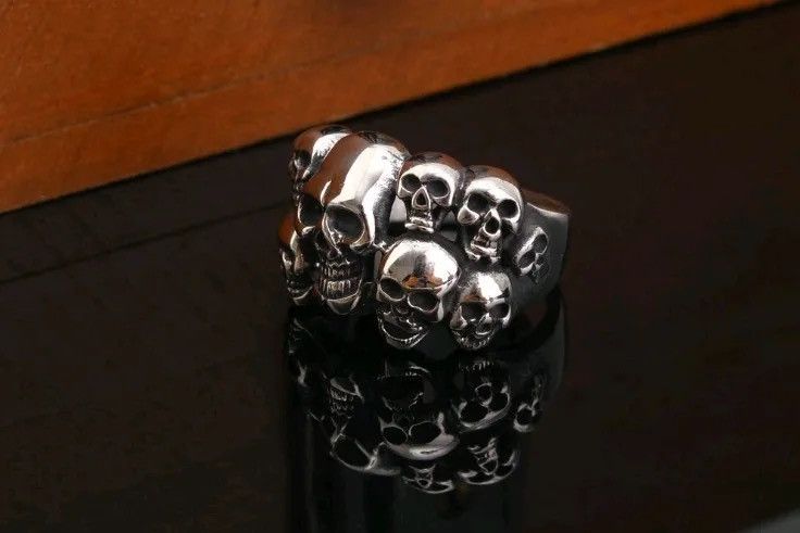 Jewelry × Vintage Retro Ghost Skull Head Ring Size ONE SIZE - 4 Thumbnail