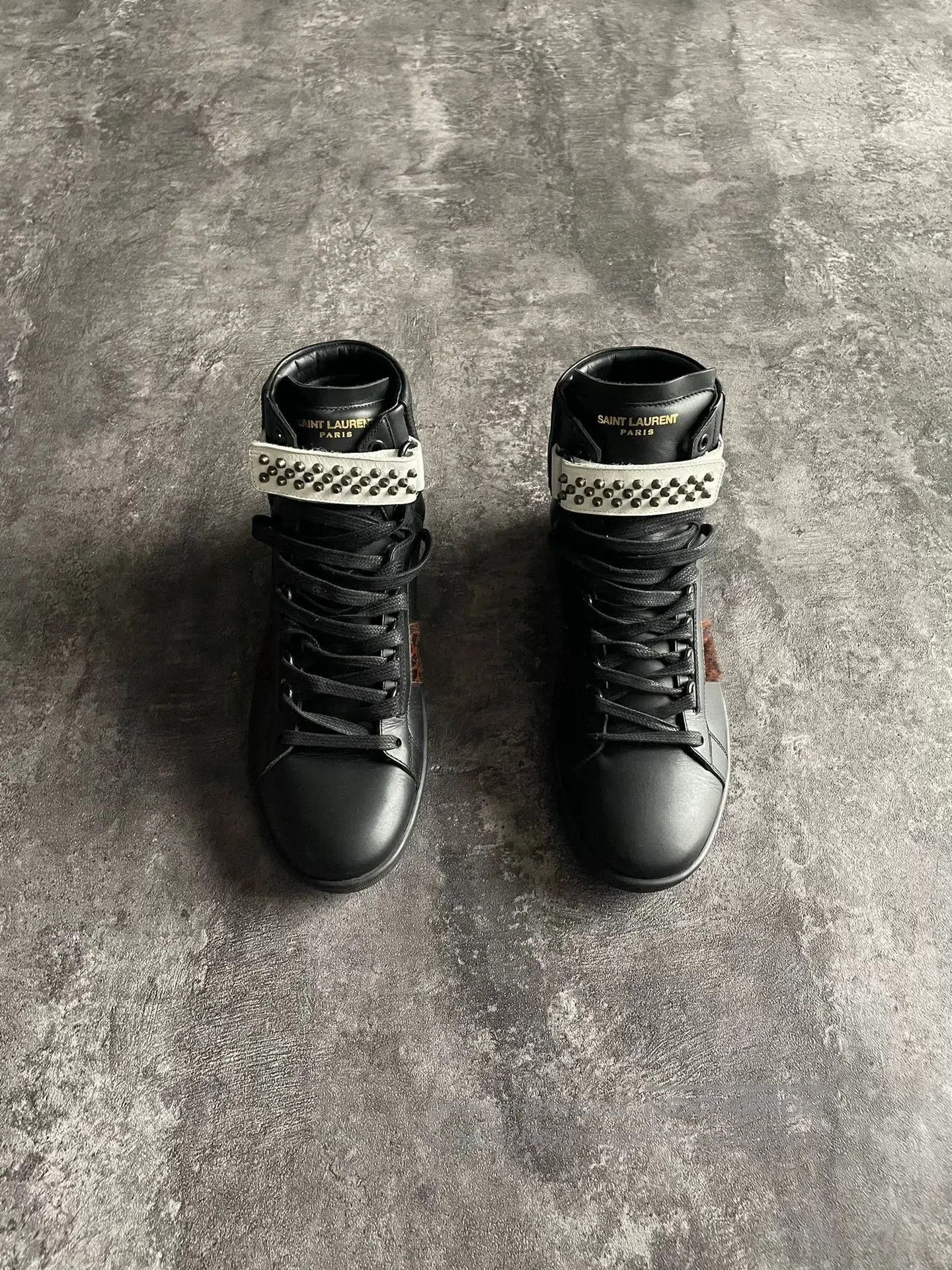 Saint Laurent Paris Saint Laurent Black and Leopard High. Size US 8.5 / EU 41-42 - 1 Thumbnail