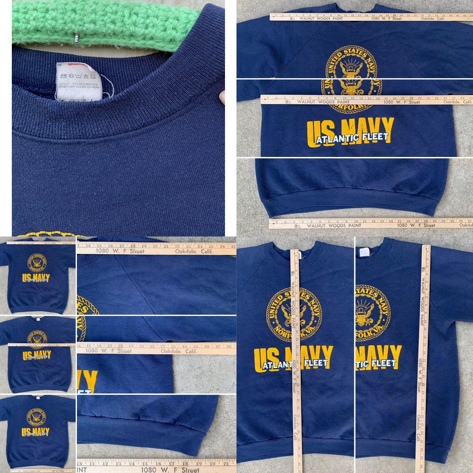 Fruit Of The Loom VINTAGE United States Navy Norfolk VA US Navy Atlantic Fleet sweatshirt XXL Men Blue Raglan Graphic Print Pullover Crew Neck Nylon/Poly Blend Size US XXL / EU 58 / 5 - 8 Thumbnail