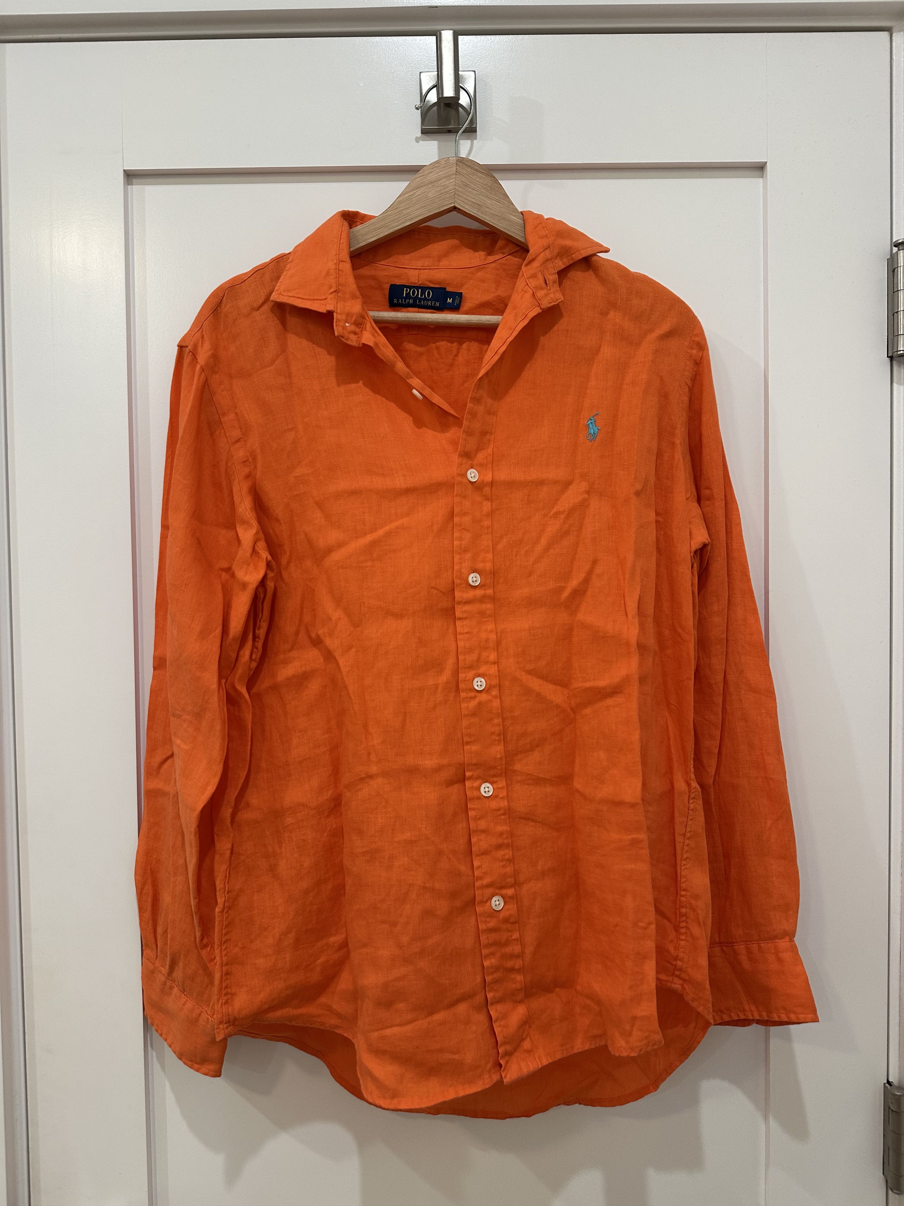 Polo Ralph Lauren Polo Ralph Lauren Orange Linen Long Sleeve Button Up Shirt Size US M / EU 48-50 / 2 - 1 Thumbnail