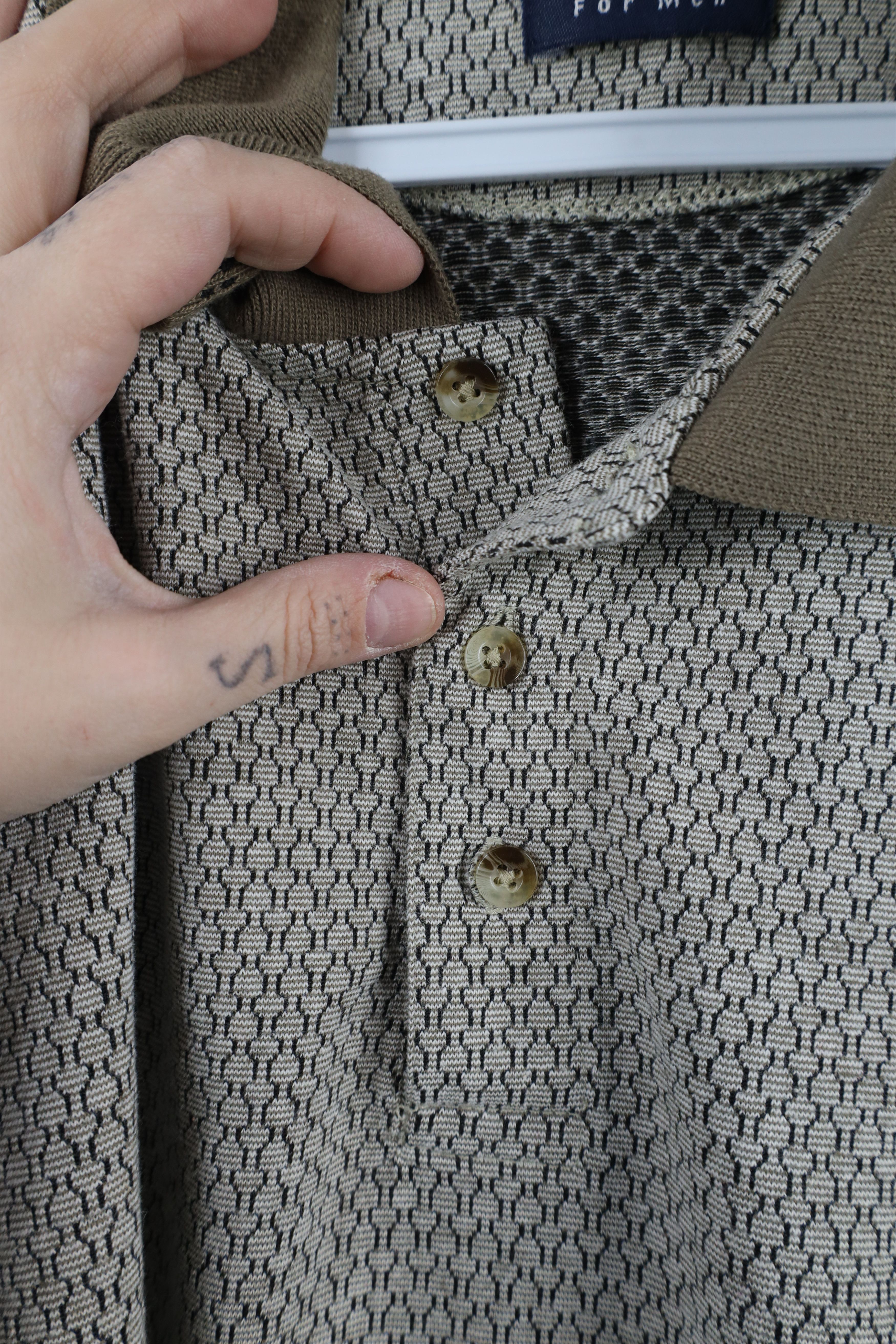 Vintage Vintage 90s Streetwear Baggy Fit Geometric Knit Polo Shirt Size US L / EU 52-54 / 3 - 5 Thumbnail