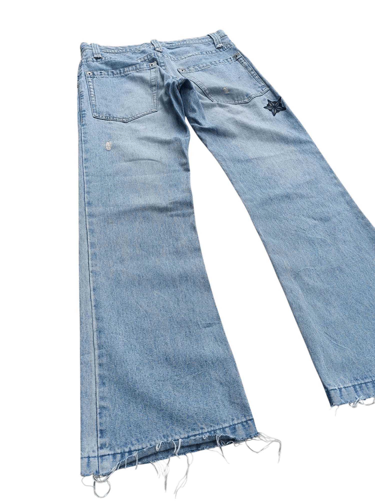 Japanese Brand × Vintage VTG FLARED Japanese Brand Distressed Embroidery Denim E222 Size US 31 - 10 Thumbnail