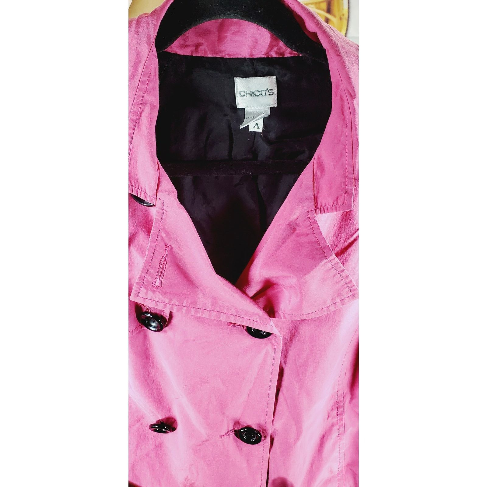 Chicos Chicos Pink Double Breasted Trench Coat Jacket Size 1 S Size S / US 4 / IT 40 - 3 Thumbnail