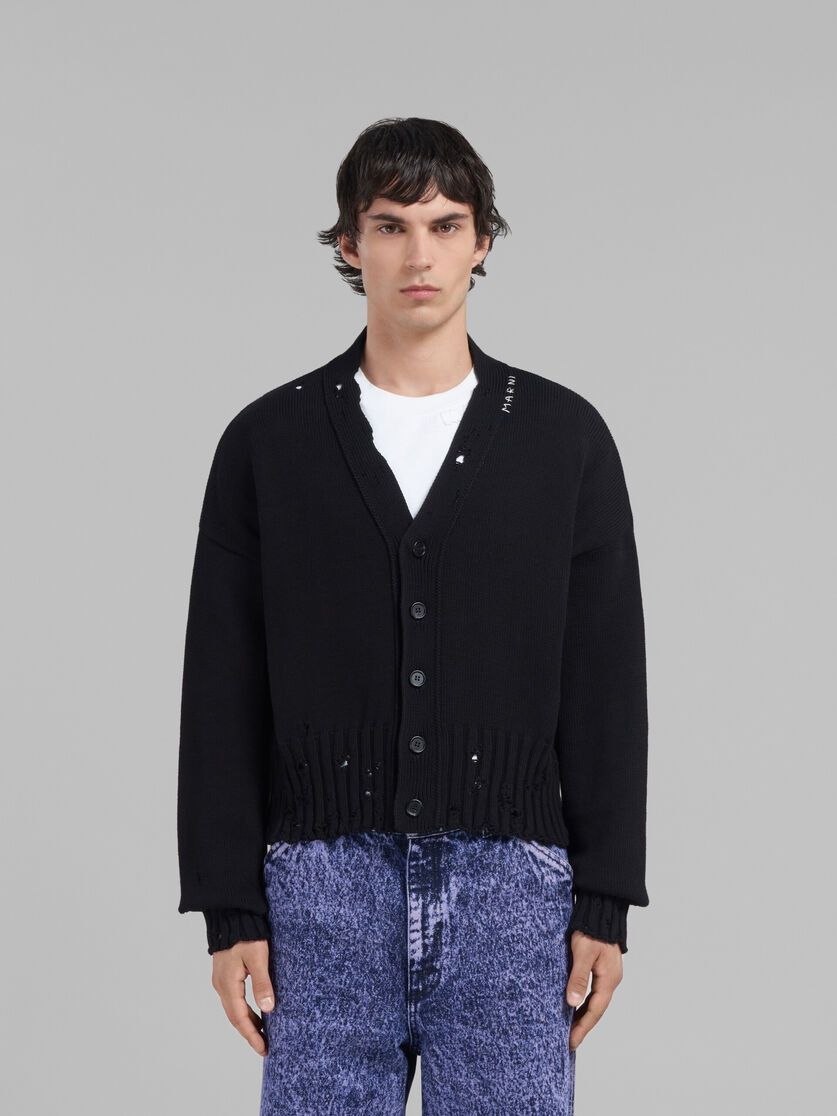 Marni o1w1db10125 Dishevelled Cotton Cardigan in Black Size US XL / EU 56 / 4 - 3 Thumbnail