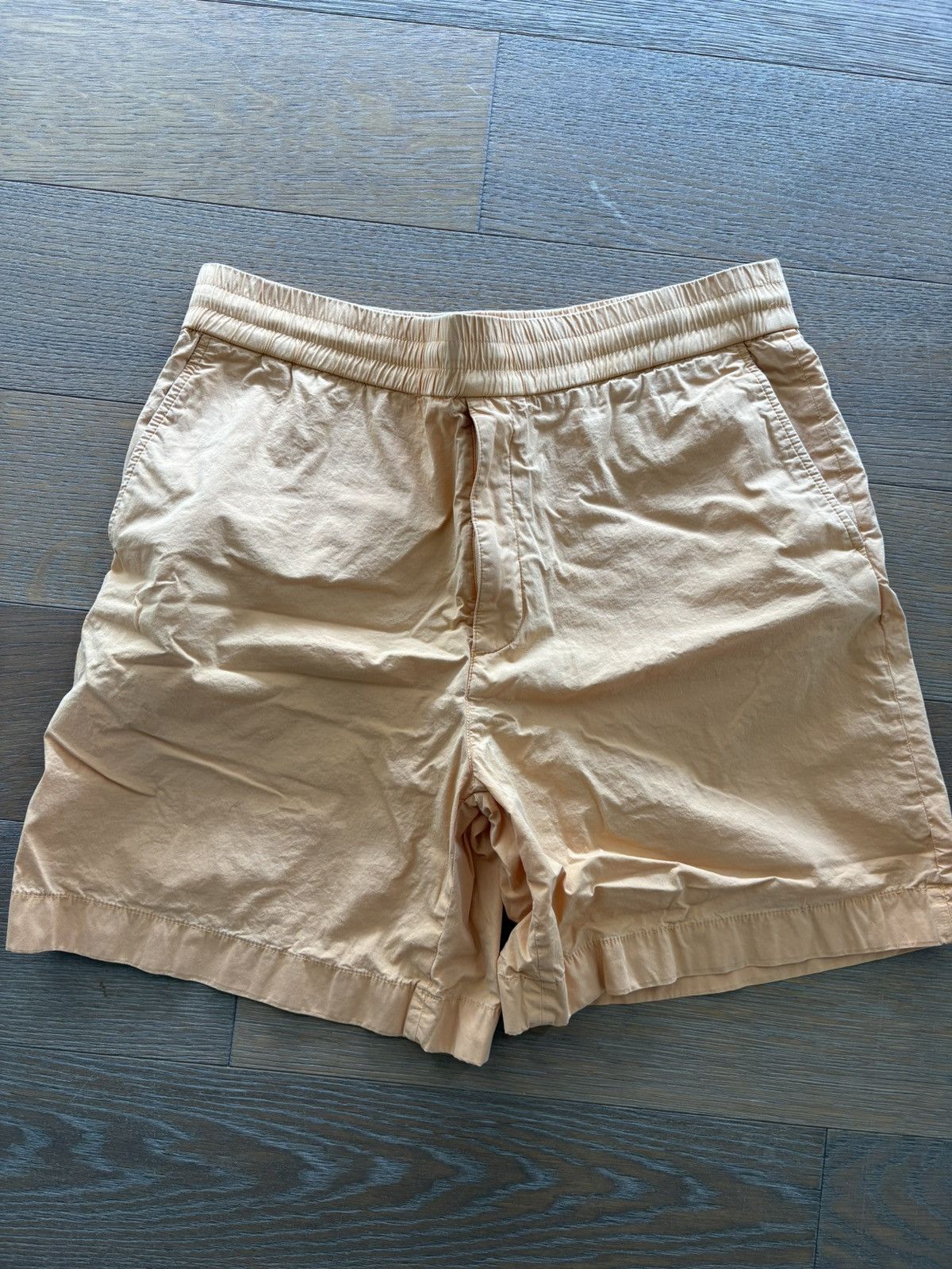 Pastel Orange Twill Embroidered Shorts