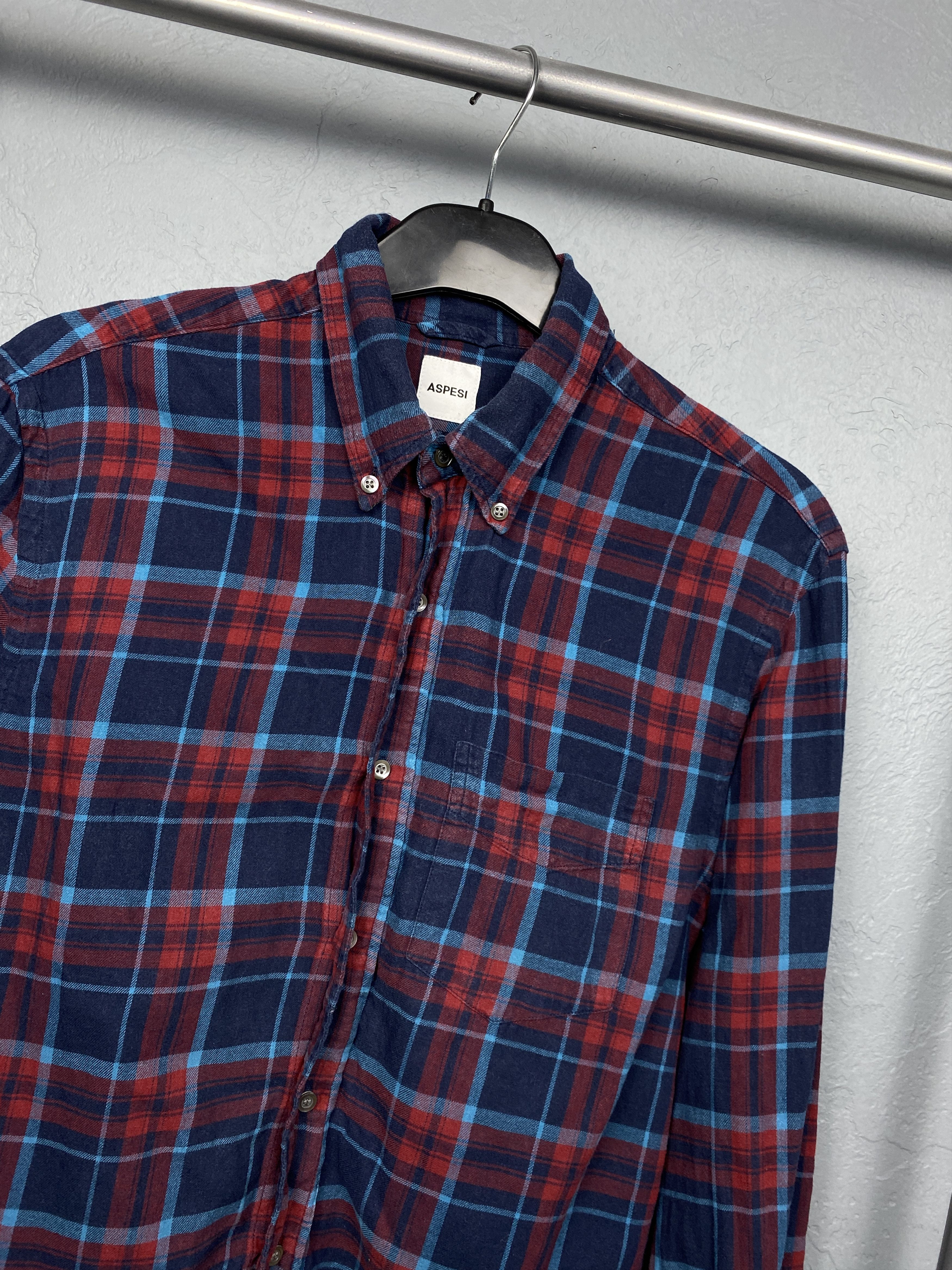 Aspesi Aspesi Vintage Mens Plaid Long Sleeve Flannel Shirt Size US S / EU 44-46 / 1 - 2 Thumbnail