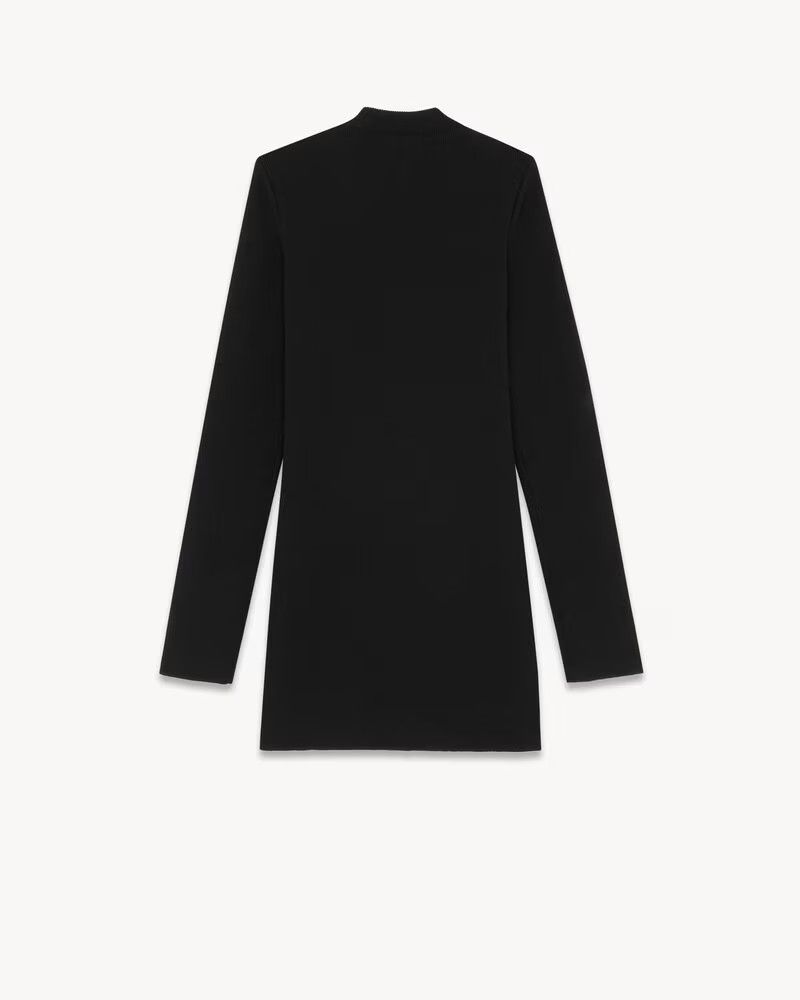 Saint Laurent Paris o1la1rc1a0425 779533 Saint James Dress in Wool in Black Size L / US 10 / IT 46 - 2 Thumbnail