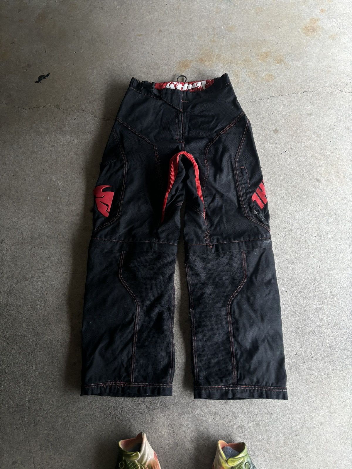 Vintage Crazy Thor Motocross Wide Leg Thick Red Accent Black Pants Size US 30 / EU 46 - 1 Thumbnail