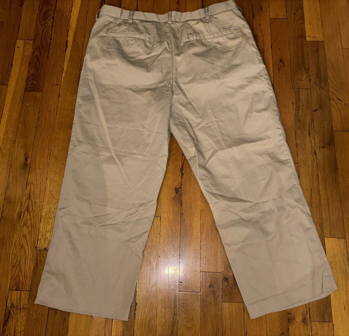 Designer Izod Mens 38x29 Tan Pleated Cuffed Straight Leg 100% Cotton Size US 34 / EU 50 - 7 Thumbnail