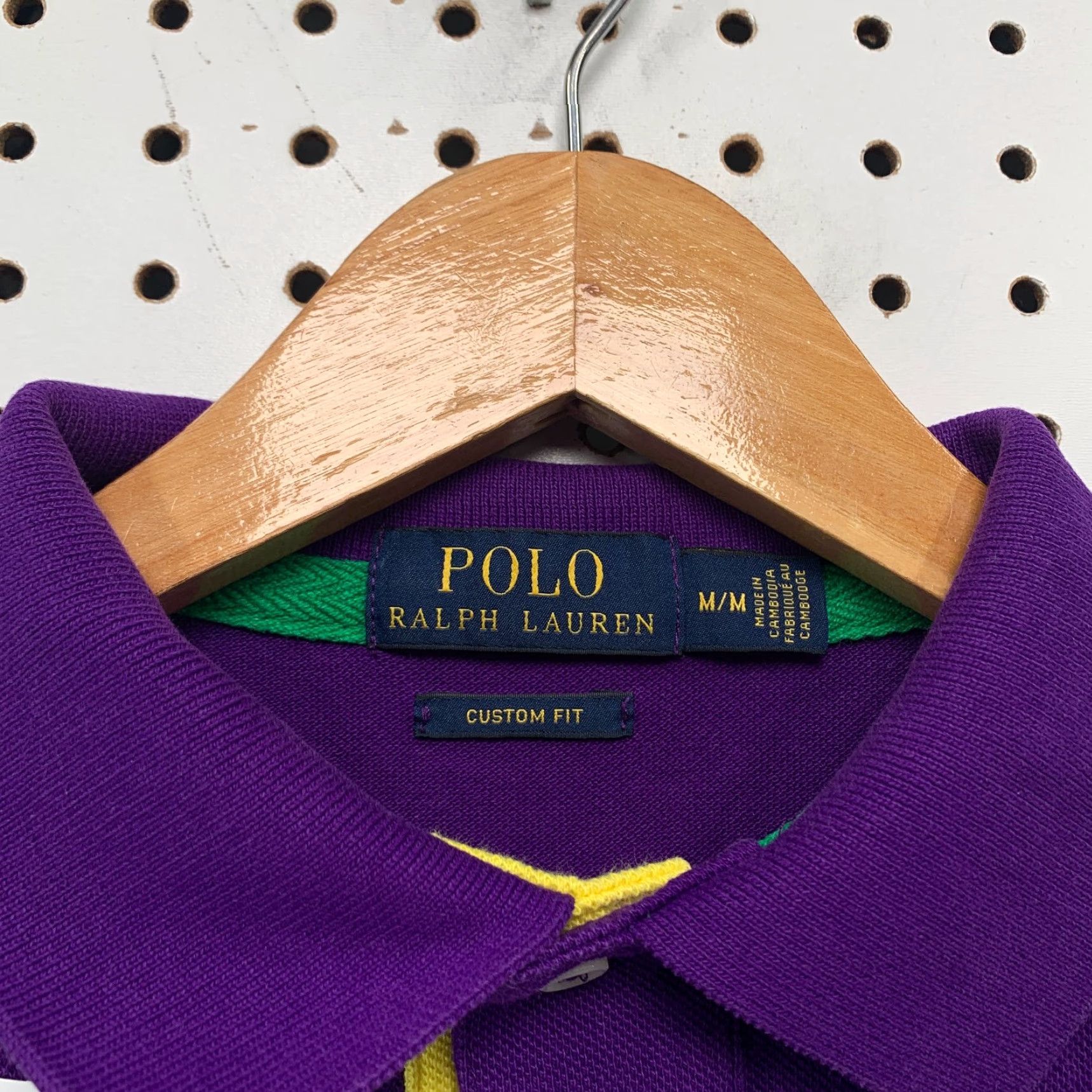 VINTAGE Polo Ralph Lauren Polo Shirt Mens Medium Purple Green Big