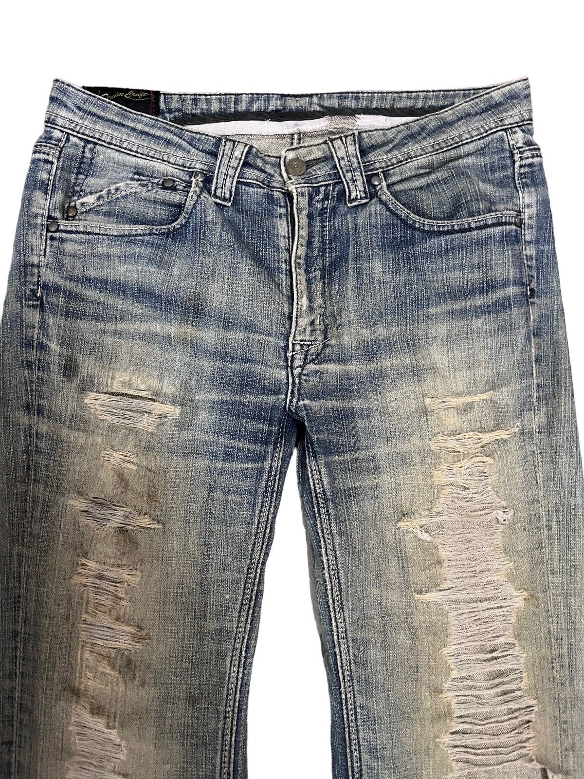 14th Addiction Vintage Denim Craft Flare Mudwash Ripped Distressed Denim Size US 31 - 3 Thumbnail