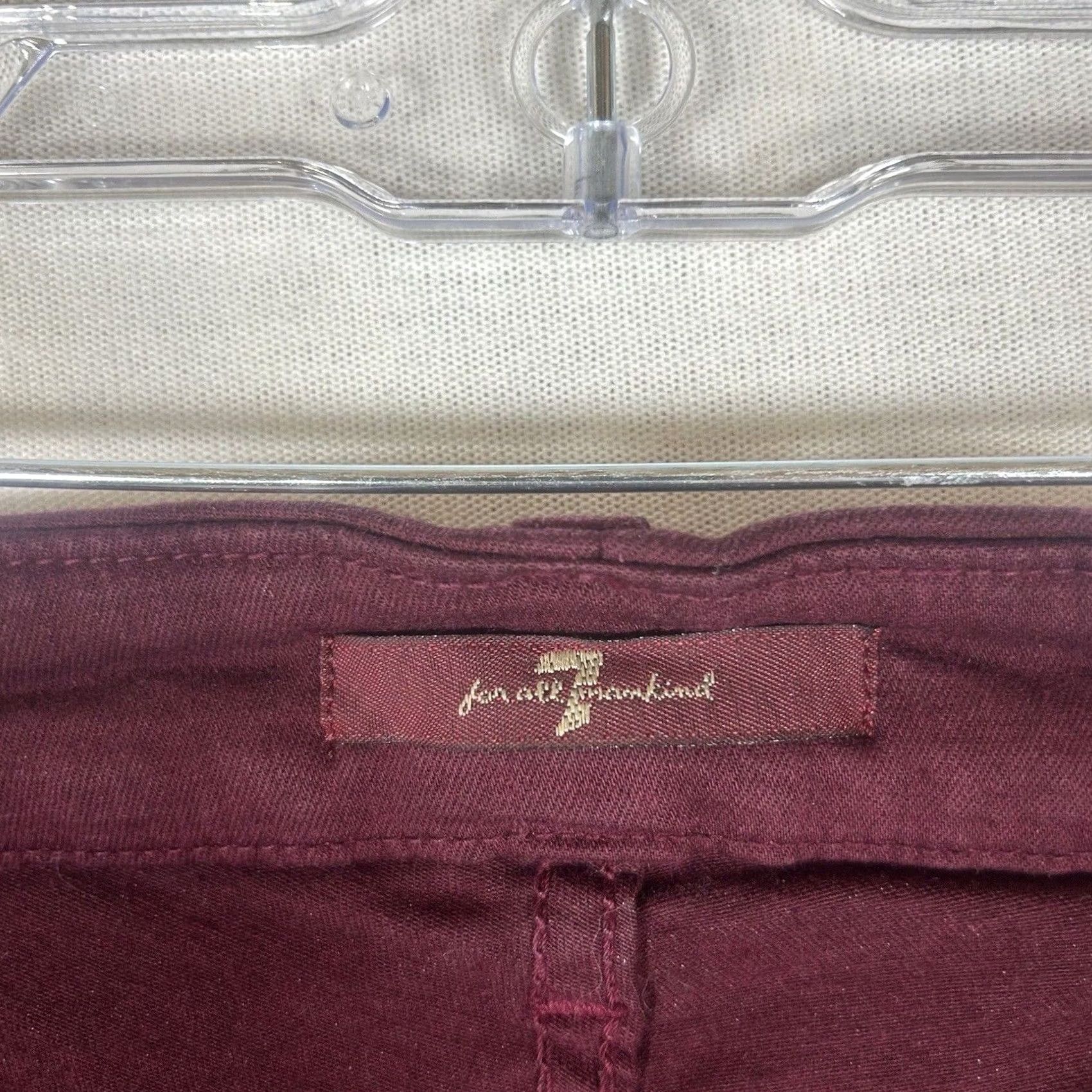 7 For All Mankind 7 For All Mankind Jeans Womens Skinny 25 Burgundy Red Denim 27in Inseam Boho Punk Retro 5-Pocket Embroidered Logo Slim Fit Baggy (Adjust if needed) Size 42" / US 20 - 3 Thumbnail
