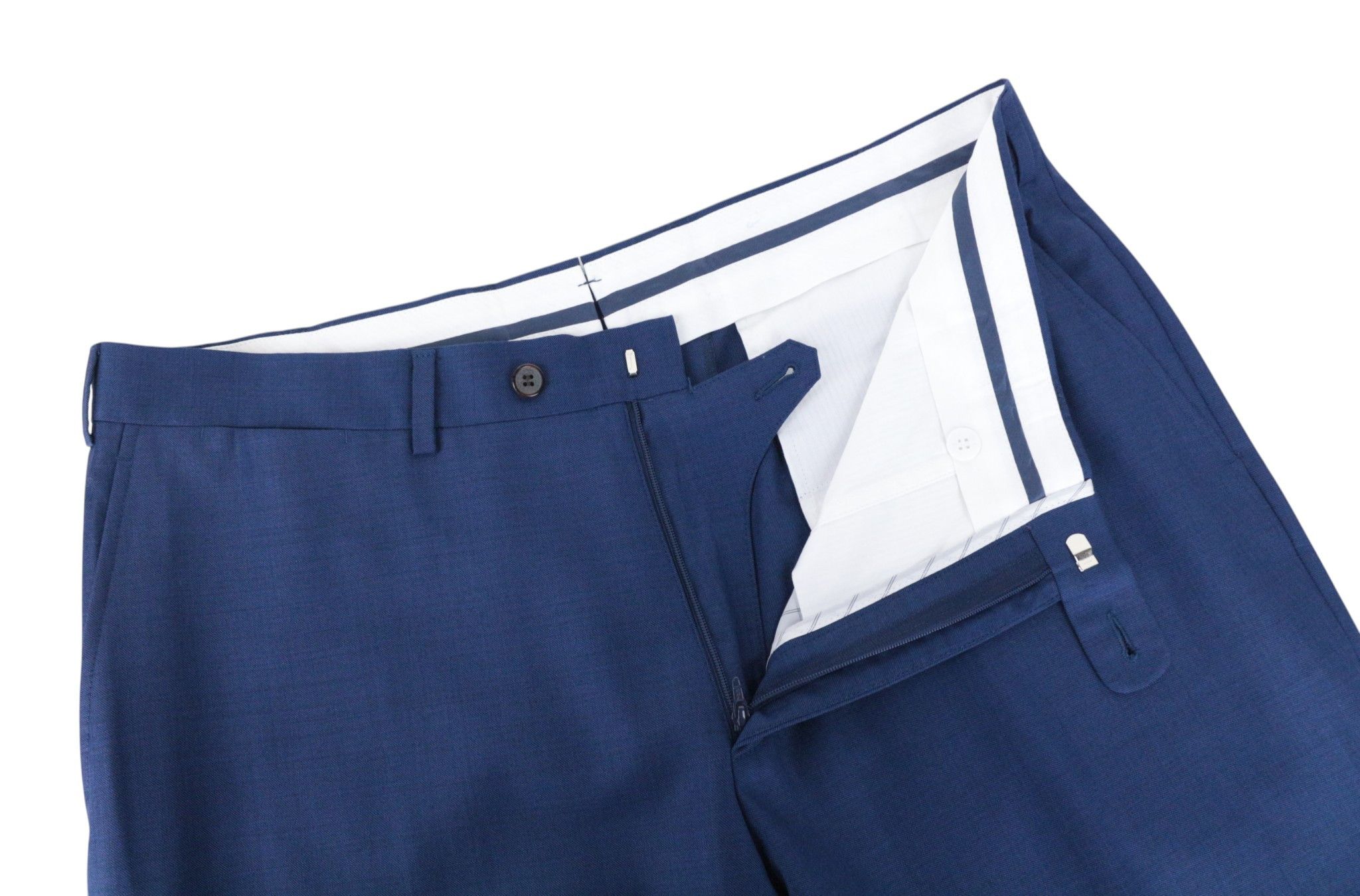 Suitsupply BRESCIA UK38S Blue Wool Flat-Front Trousers 67609 Size US 38 / EU 54 - 4 Thumbnail