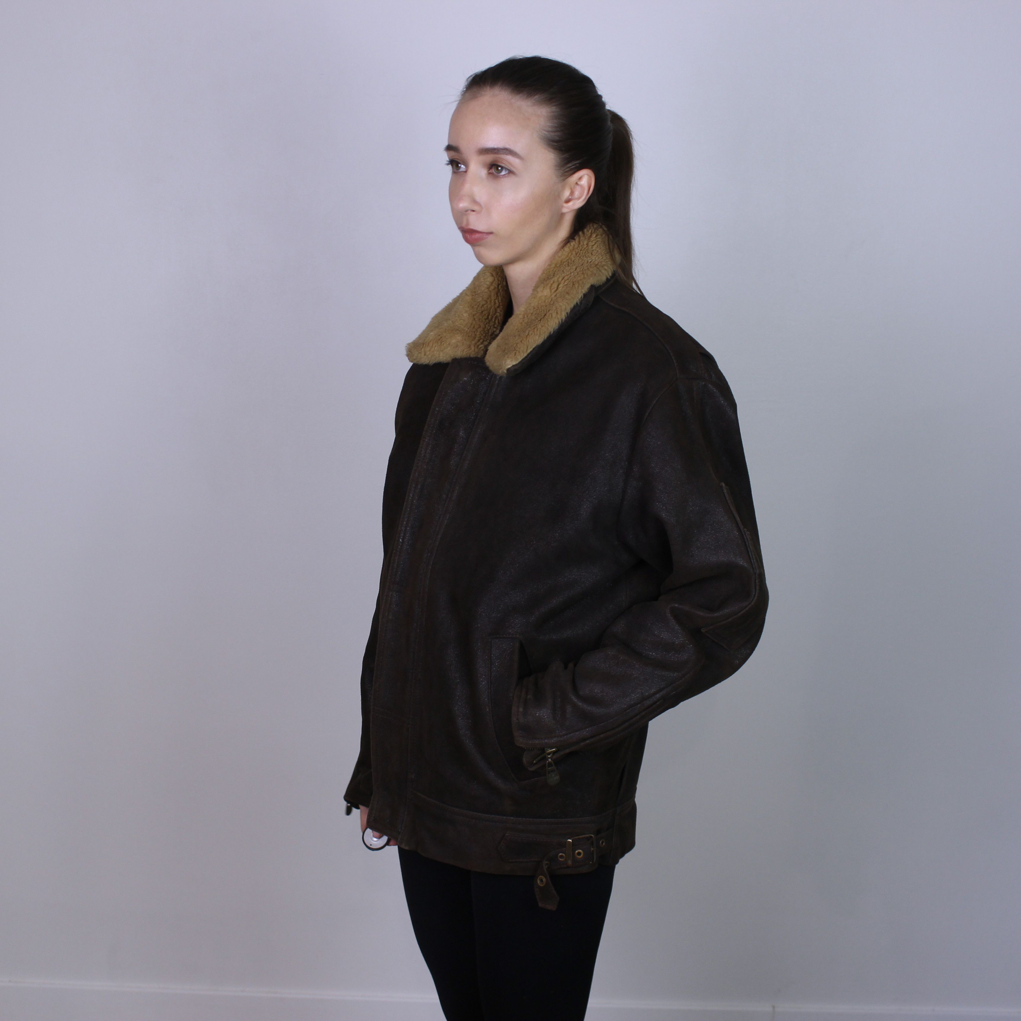 Leather Bassett heavy vintage aviator leather jacket winter M Size M / US 6-8 / IT 42-44 - 19 Thumbnail