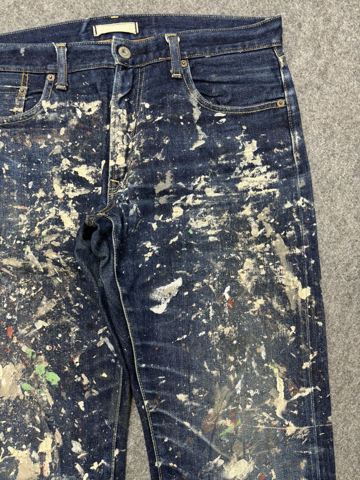 Japanese Brand 💥ART💥Uniqlo Japan Heavy Paint Splatter Selvedge Denim F673 Size US 34 / EU 50 - 3 Thumbnail