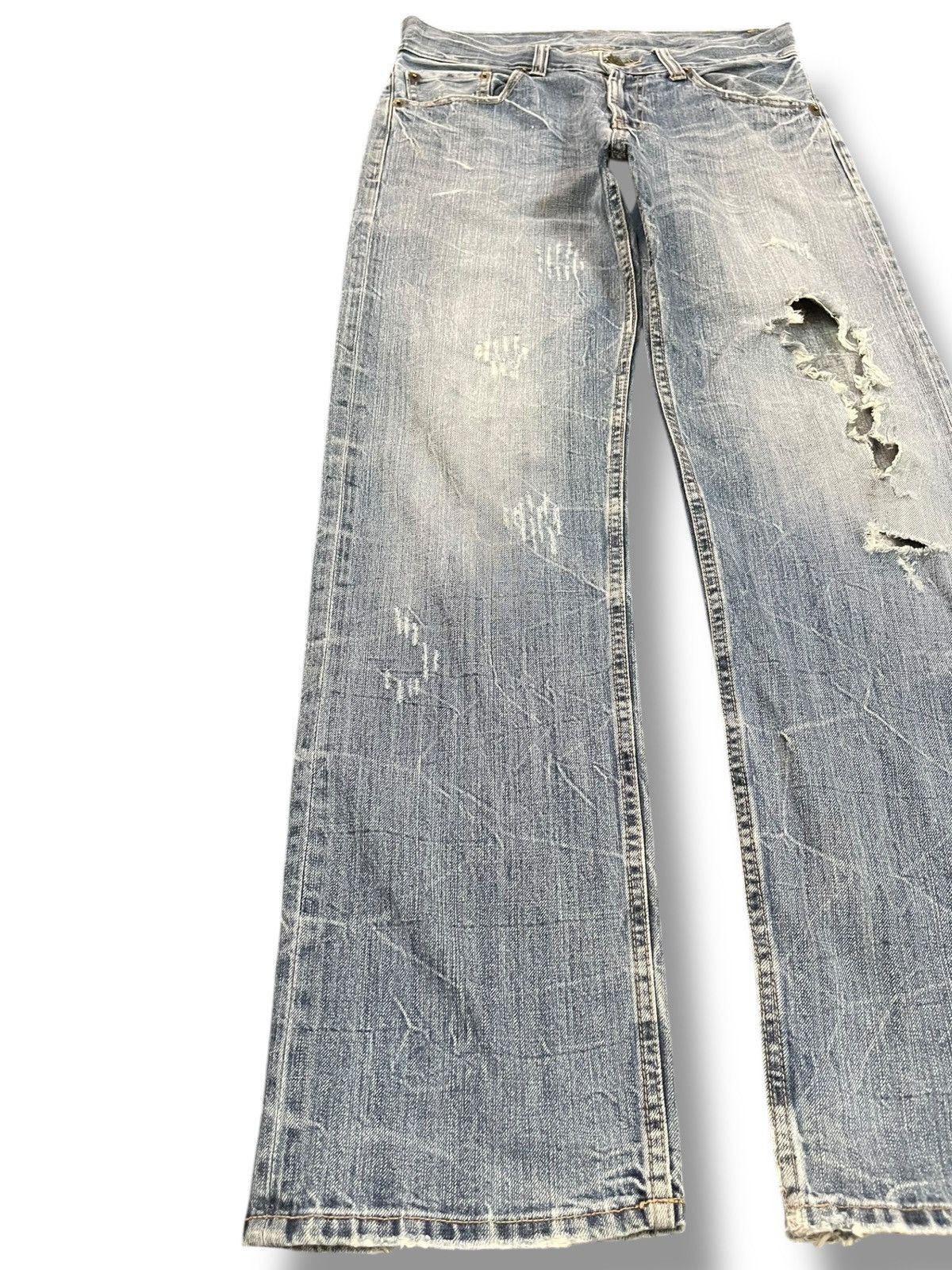 Japanese Brand × POST ARCHIVE FACTION (PAF) × Vintage Vintage Oririn Embroidded Grandmind Ripped Distressed Denim Size US 31 - 4 Thumbnail