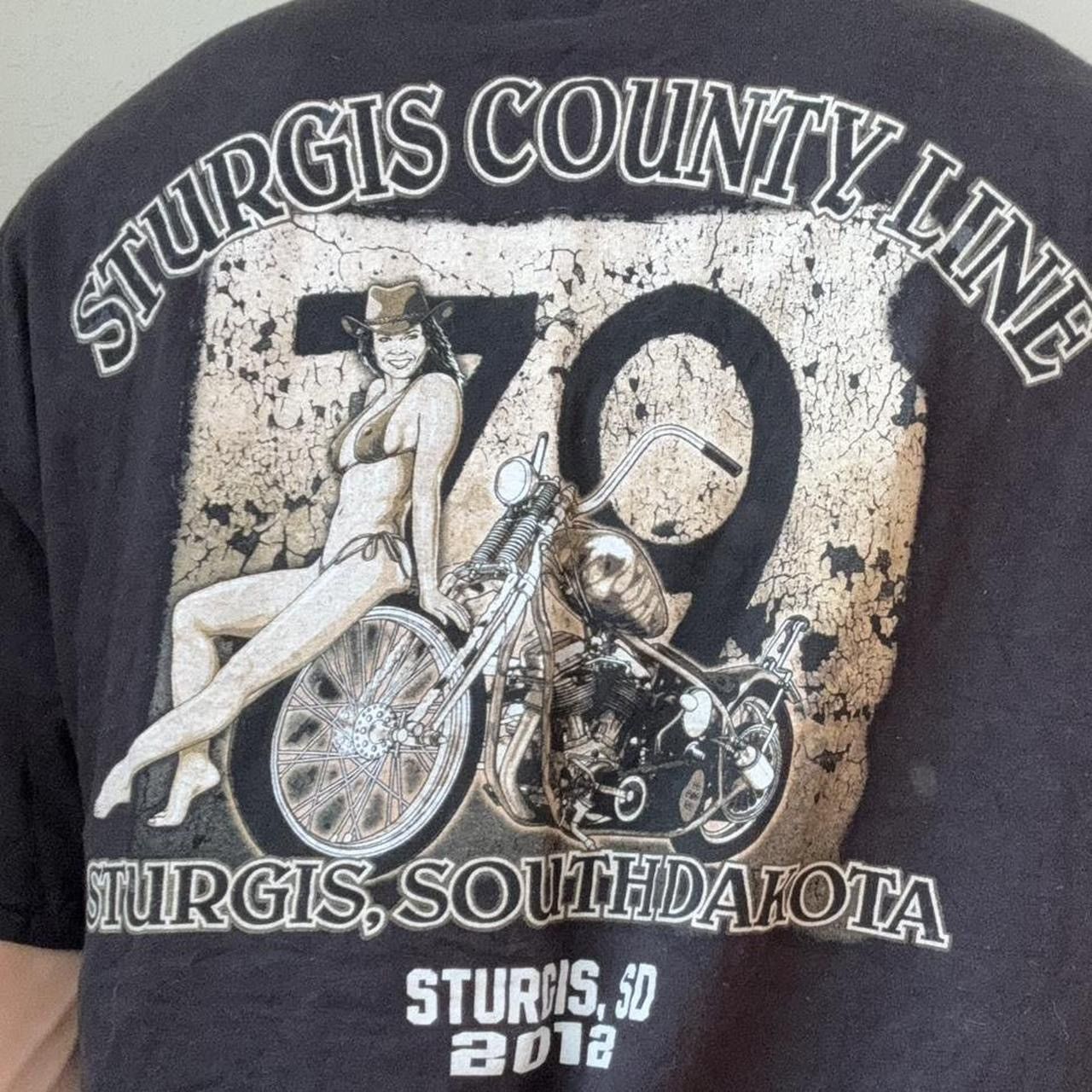 Vintage Vintage Sturgis County Line Graphics Black Tee Shirt Size US XL / EU 56 / 4 - 5 Thumbnail