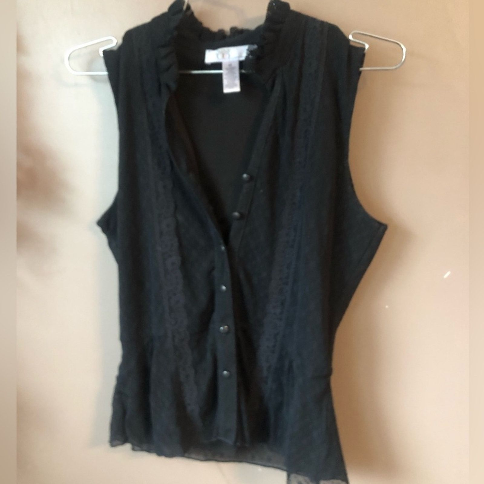 Nine West Lace blouse buttoned sleeveless top Size M / US 6-8 / IT 42-44 - 4 Thumbnail