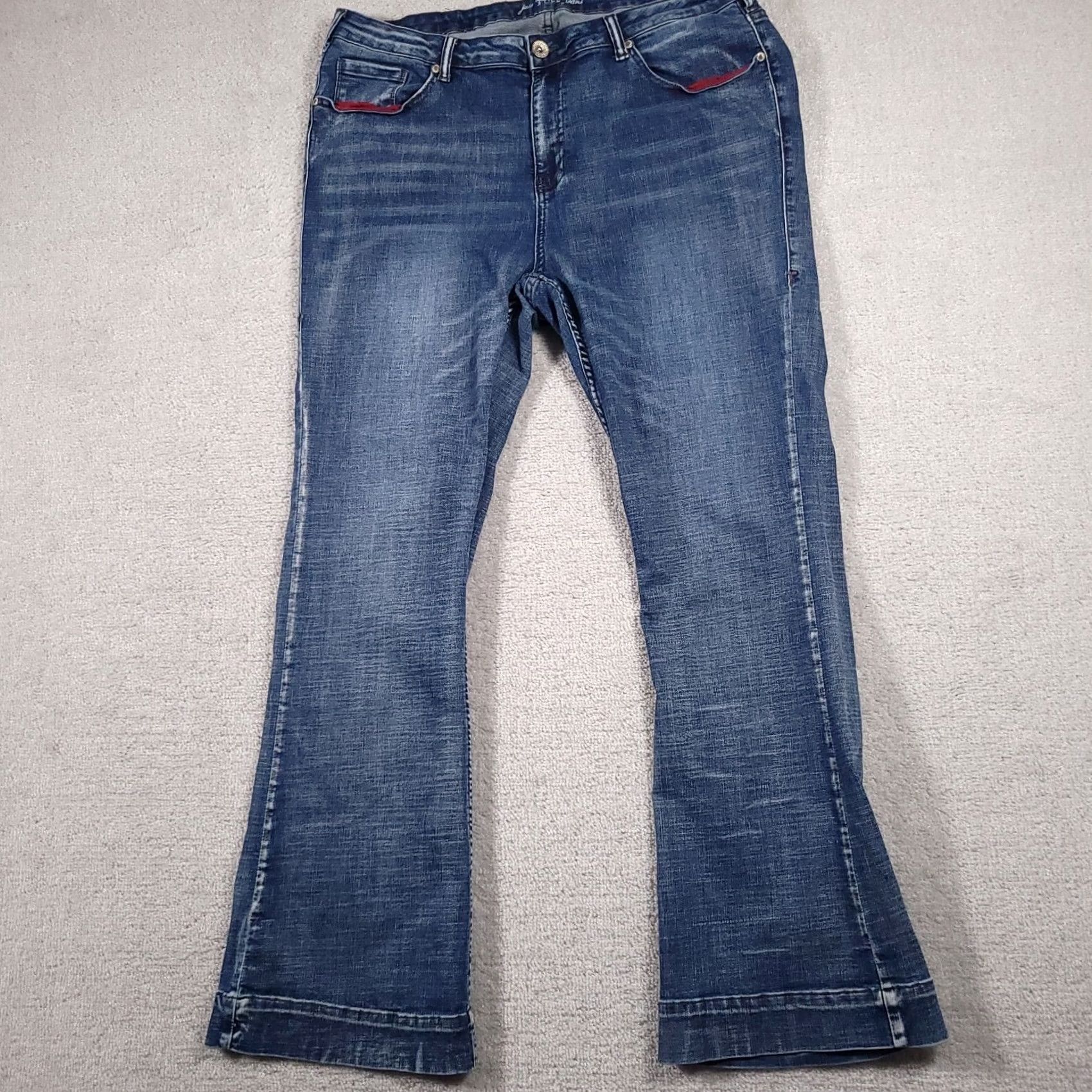 Vintage Just Tuff Jeans Women's Blue Jeans 38X33 Medium Wash High Rise Stretch Flared Denim 5-Pocket Regular Size 26" / US 2 / IT 38 - 2 Thumbnail