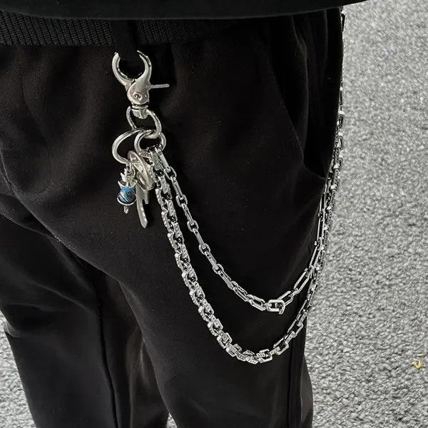 Jewelry Silver Double Wallet Chain, Pants Chain Size ONE SIZE - 6 Thumbnail