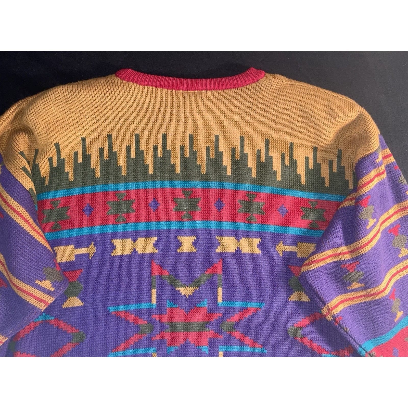 Giorgio Fiorelli VNTG Forelli International geometric knit crewneck sweater Size US XL / EU 56 / 4 - 18 Thumbnail
