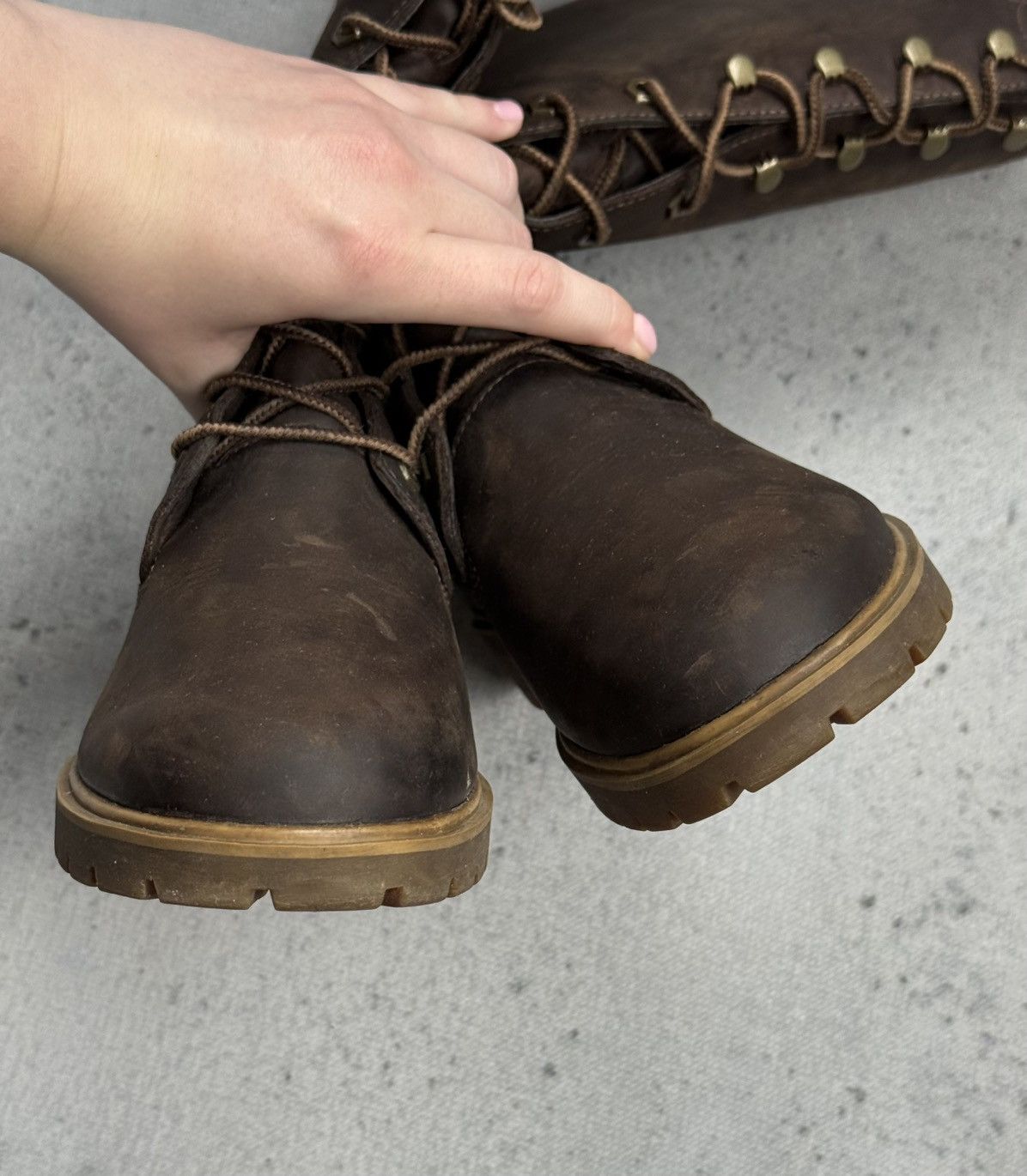 Timberland Vintage Timberland Tall Lace-Up Leather Boots Brown Women’s Size US 7 / IT 37 - 7 Thumbnail