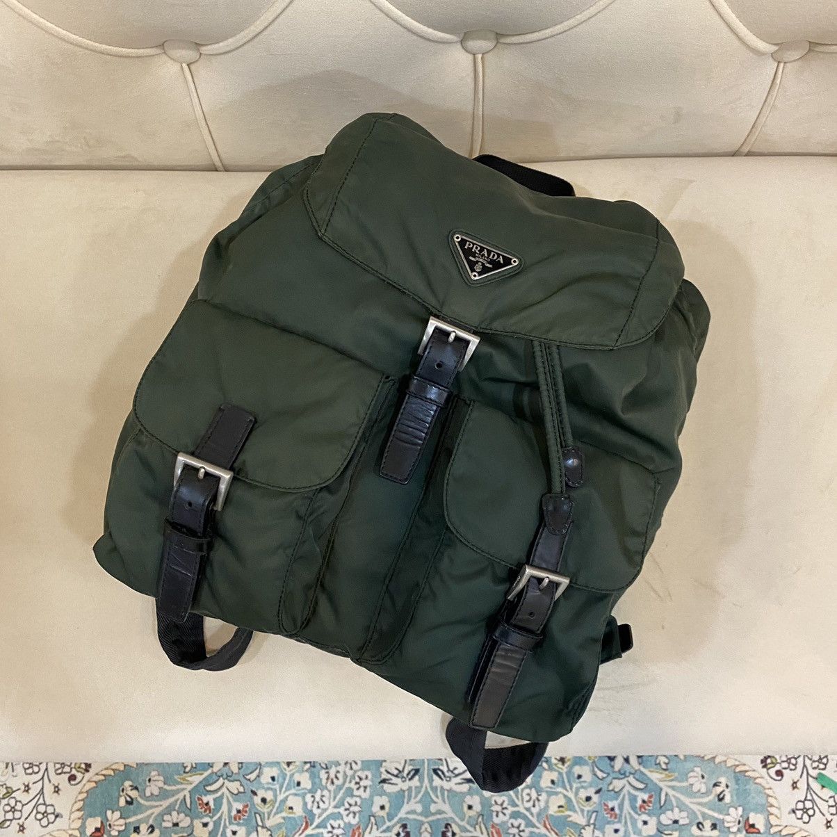 Prada × Vintage Vintage Prada Green Nylon Vela Backpack Size ONE SIZE - 2 Thumbnail