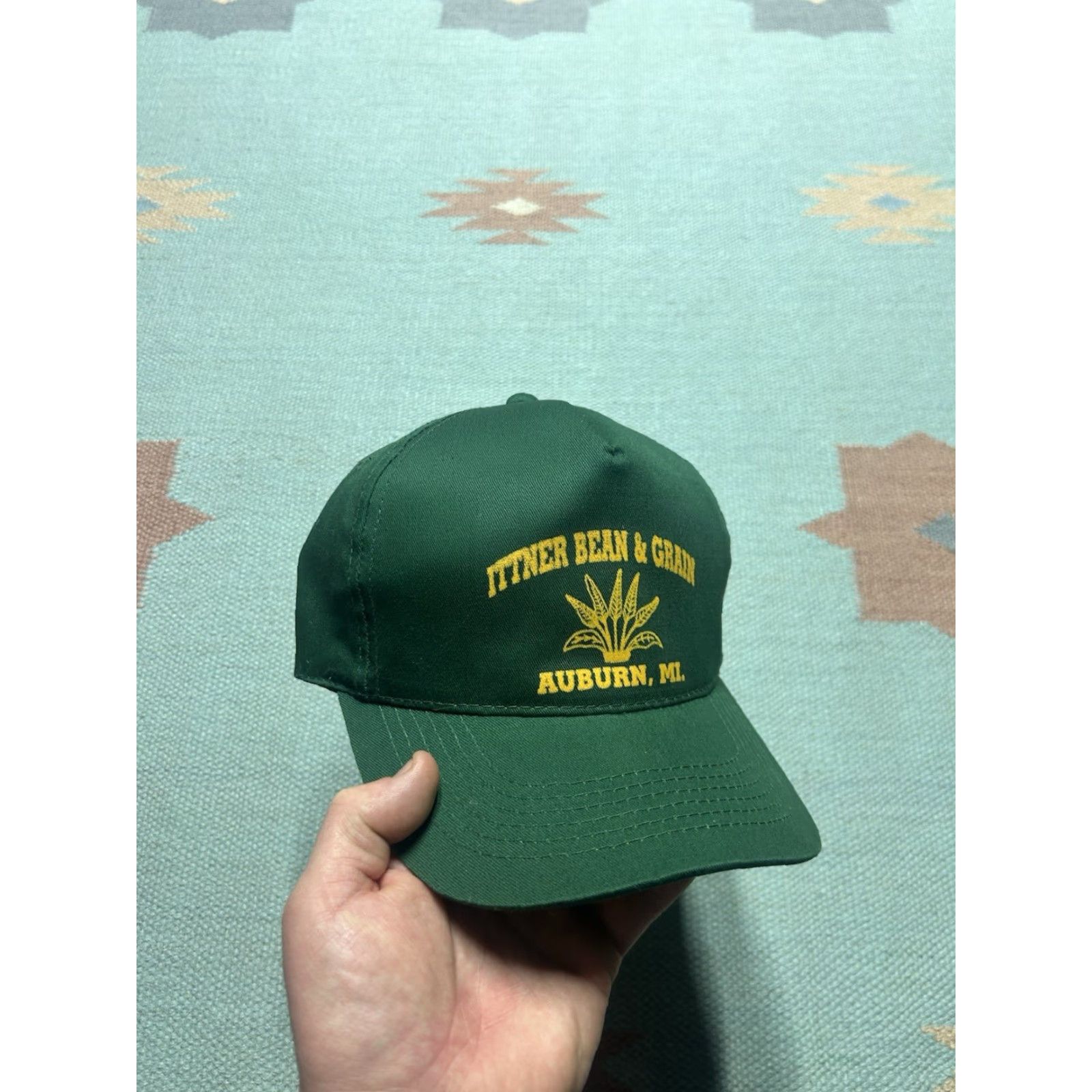Vintage VINTAGE Auburn Snapback Hat Cap Men Adjustable Green Michigan Farm NOS Ittner Bean & Grain Auburn ?? Size ONE SIZE - 2 Thumbnail